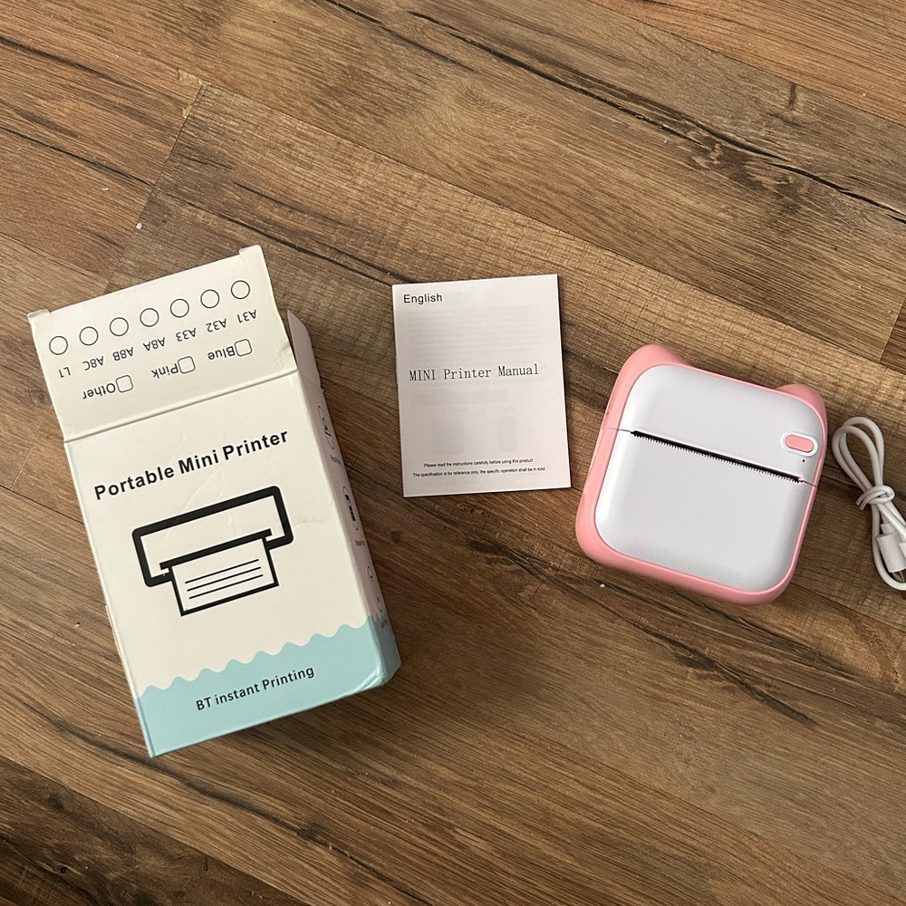 Portable Pink and White MiniPrinter